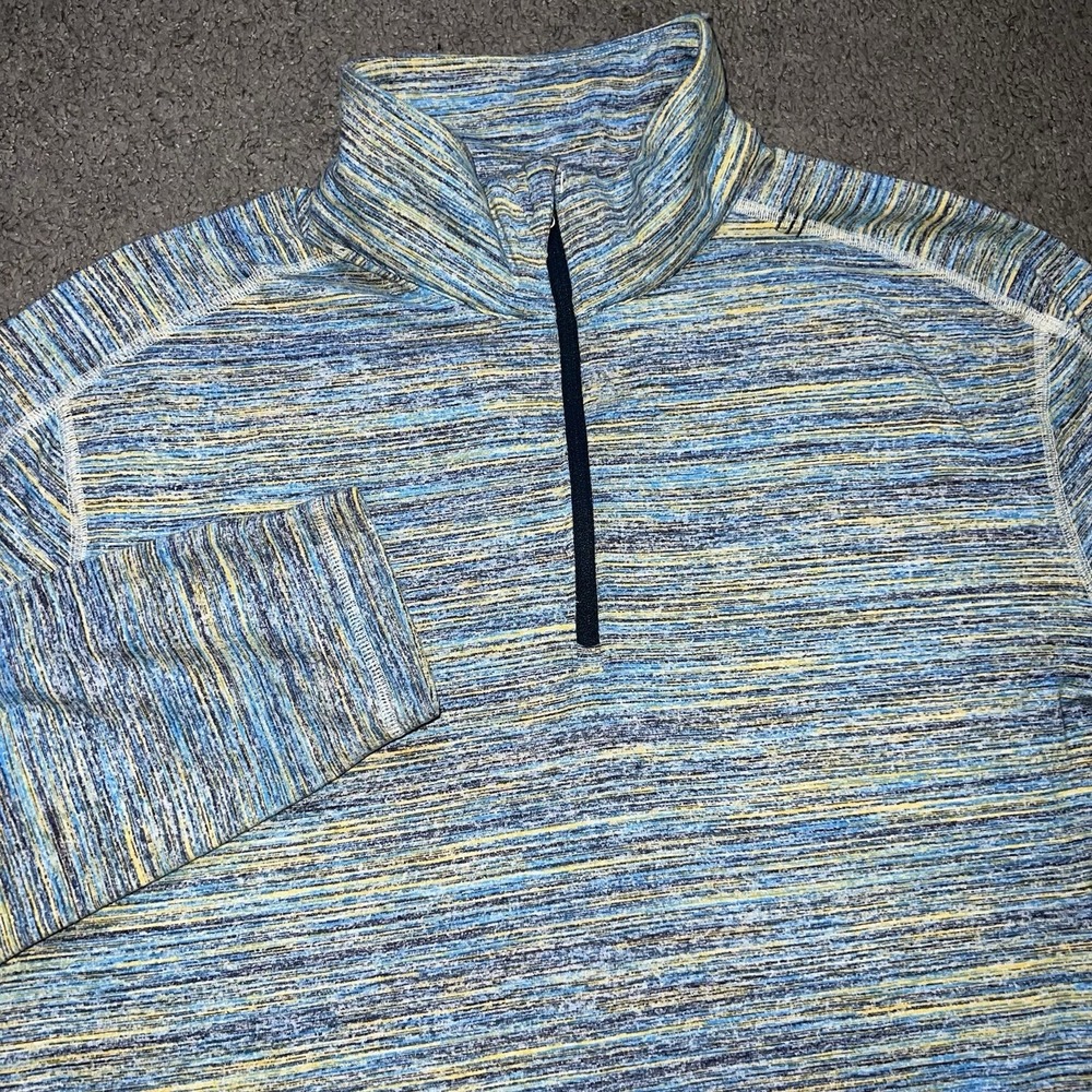 Lululemon 1/2 Zip Men Large Blue Space Dye Surge Warm Sweatshirt